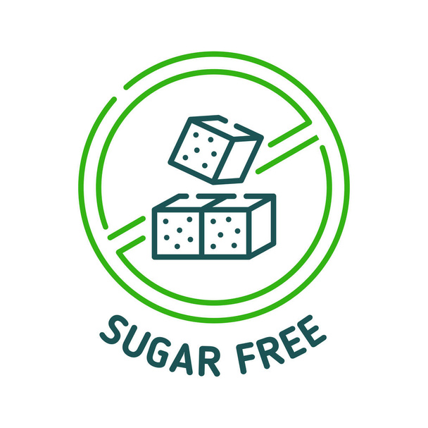 Sugar free icon with sugar cubes, low or zero calorie food, vector label sticker. Sugar free symbol for no added sugar food sign or stamp badge for diabetic sweets and healthy diet products package - Vektor, kép