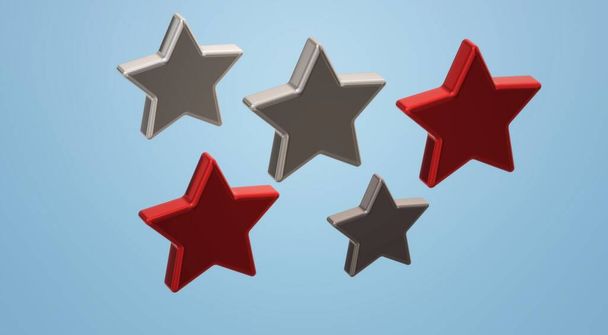 gwiazdy w postaci gwiazdy, pięć różnych kształtów, renderowanie 3d - Zdjęcie, obraz
