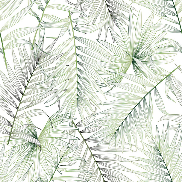 Seamless pattern with tropical leaf palm. Vector illustration. - Vector, Image