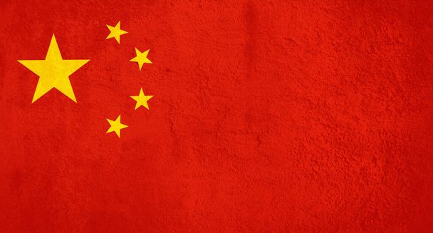 Kiina maa lippu banneri yli grunge rakenne - Valokuva, kuva