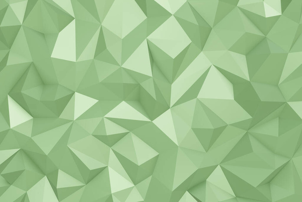 3D abstraktní minimalistický zelený nízký polygonový trojúhelník pro pozadí. ilustrace 3D jednoduchý geometrický minimální styl pozadí koncept. - Fotografie, Obrázek