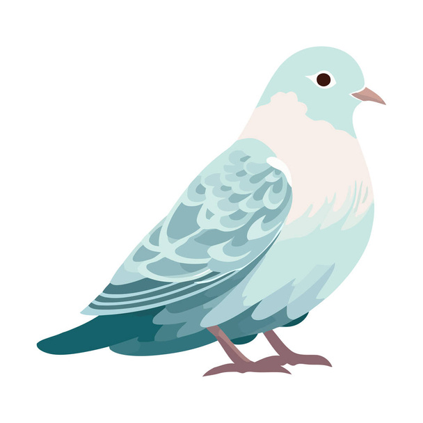 Cute pigeon perching on white backdrop icon isolated - Vector, Image