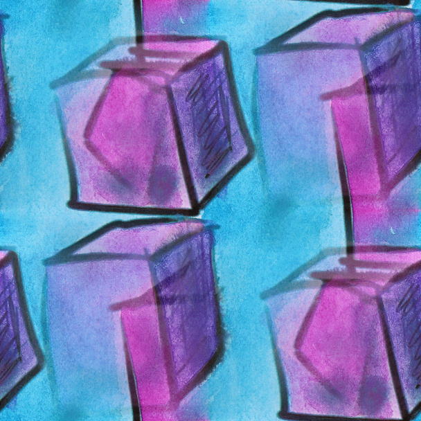 manchas cuadrados púrpura acuarela pintura fondo sin costuras
 - Foto, Imagen