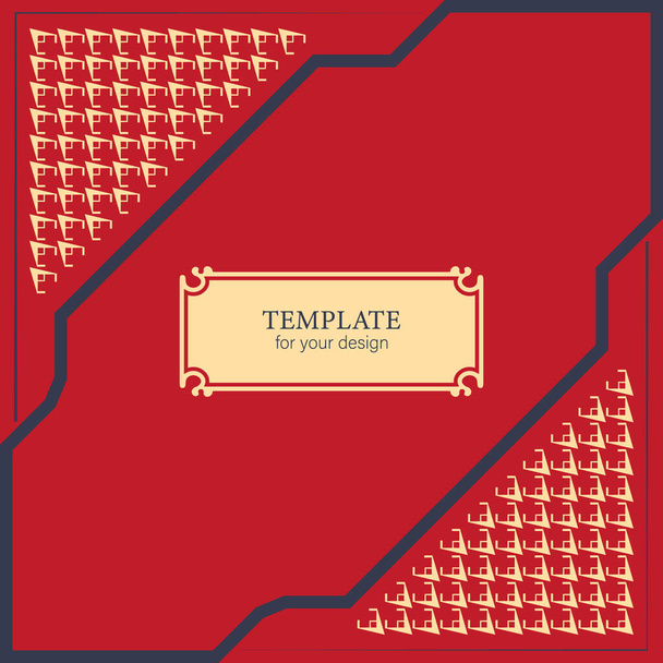 Vector digital template for your design on red background. Vector illustration. - Vector, imagen