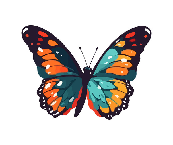 Canlı renkli şirin kelebek ikonu izole edildi - Vektör, Görsel