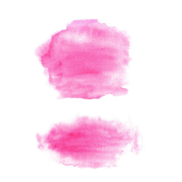 Набір з двох рожевих акварельних бризок. Рука намальована ілюстрація ізольована на білому тлі. Абстрактні текстури, банер для тексту, елементи декору
 - Фото, зображення