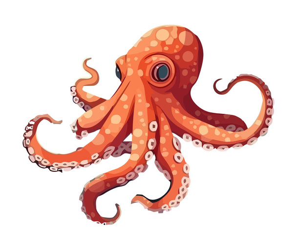 Leuke octopus met tentakel zuigers zwemmen pictogram geïsoleerd - Vector, afbeelding
