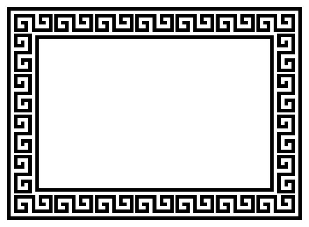 Ornamenti greci, meandri. Bordo di meandro quadrato da un motivo greco ripetuto Illustrazione vettoriale su sfondo bianco - Foto, immagini