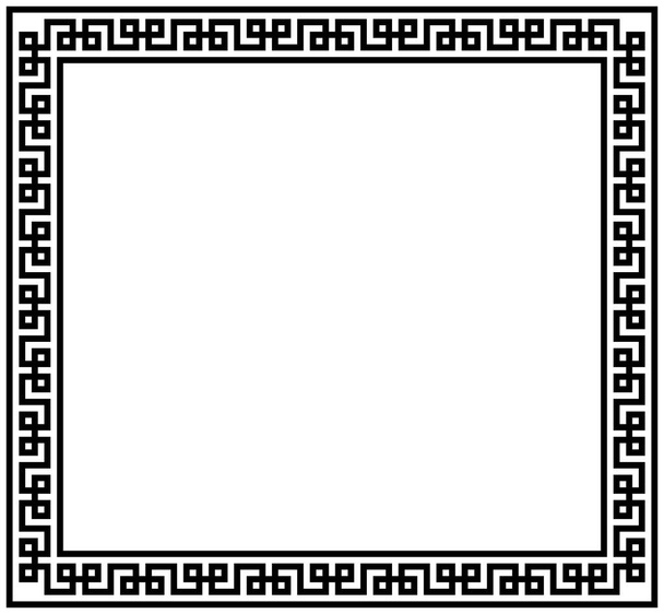 Yunan çerçeve süsleri, pervaneler. Beyaz zemin üzerinde tekrarlanan bir Yunan motif Vektör illüstrasyonunun kare kenarlığı - Fotoğraf, Görsel