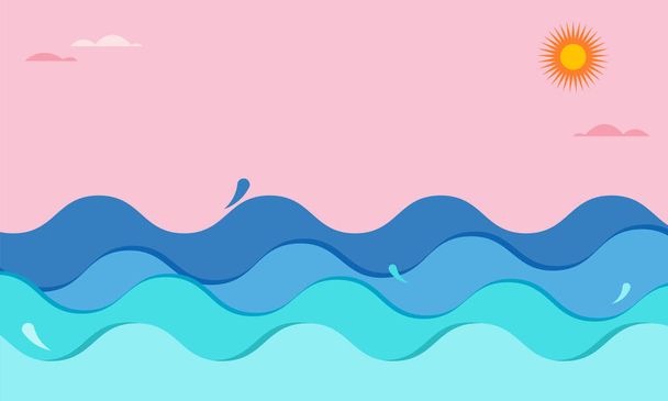 Colorful Geometric Sea Summer Background, poster, banner. Summer time fun concept design promotion vector design - Vecteur, image