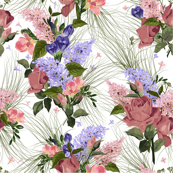 Seamless floral pattern with flowers - Vettoriali, immagini