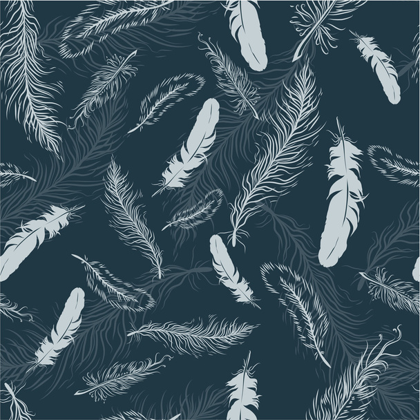 Vintage seamless pattern with feathers - Vector, Image
