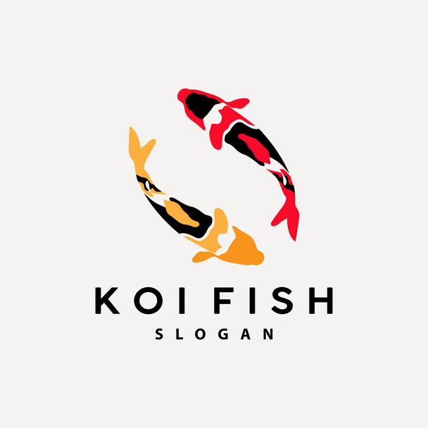 Σχεδιασμός λογοτύπου ψαριού Koi, Διάνυσμα διακοσμητικών ψαριών, Εικονογράφηση διακόσμησης ενυδρείου Brand product - Διάνυσμα, εικόνα
