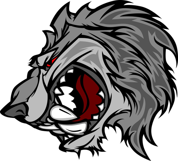 Dibujos animados de vectores de mascotas de lobo con cara de garabato
 - Vector, imagen