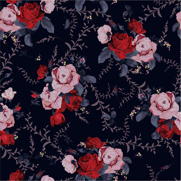 Floral pattern with roses - Vector, Imagen