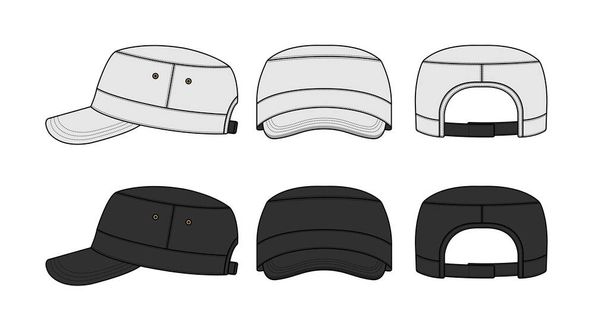 Casquette de cadet militaire (casquette de travail) modèle vectoriel illustration ensemble - Vecteur, image