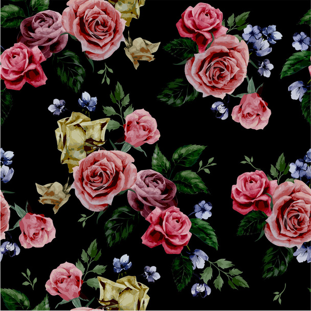 Floral pattern with roses - Vektor, Bild