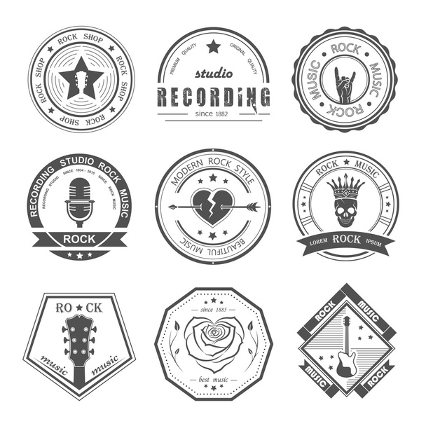 Set of vintage logos of rock music and rock and roll - Vector, Image