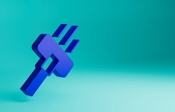 Icono de aspiradora azul aislado sobre fondo azul. Concepto minimalista. Ilustración de representación 3D. - Foto, Imagen