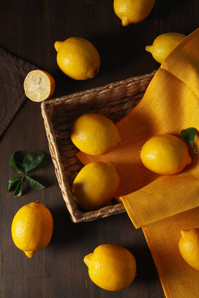 Concept of citrus fruit - lemon, top view - Фото, зображення