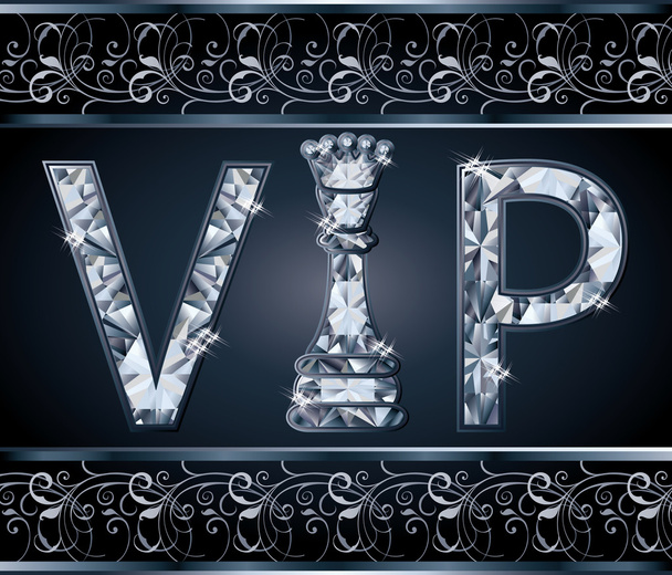 Diamond VIP chess present card, vector illustration - Vetor, Imagem