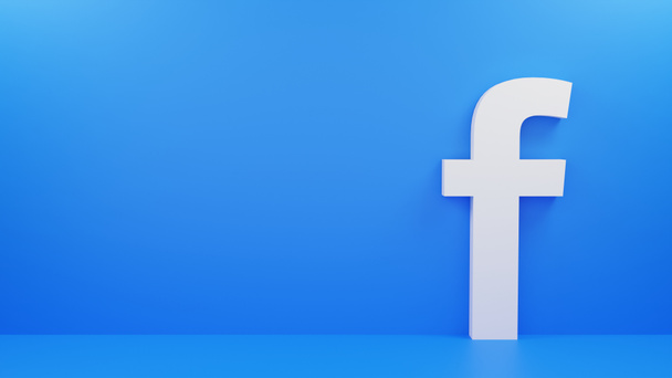 3d tehdä Facebook valkoinen logo sinisellä taustalla - Valokuva, kuva
