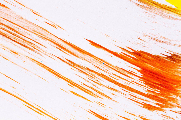 acrylic orange red yellow brown paint texture background hand made brush on paper - Photo, image