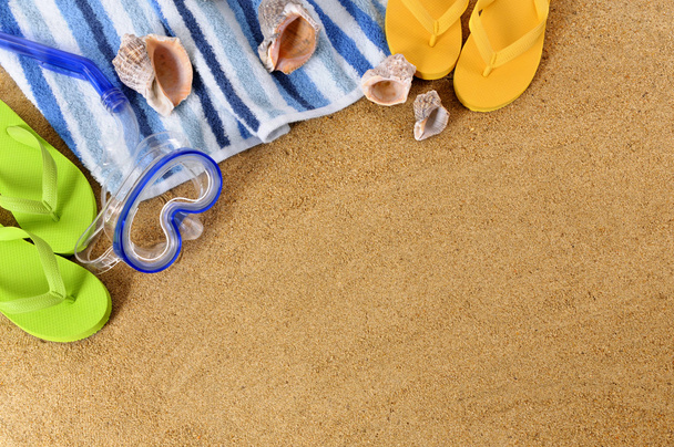 Beach background with flip flops - Photo, Image