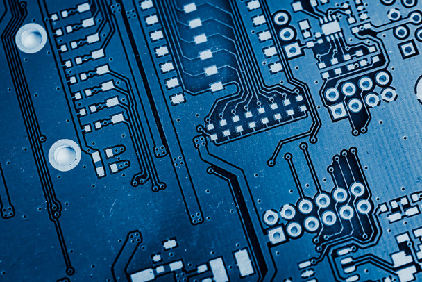 blue printed circuit board with gold plating - Zdjęcie, obraz