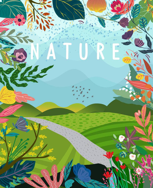Nature and landscape, contemporary artistic poster.  - Вектор, зображення