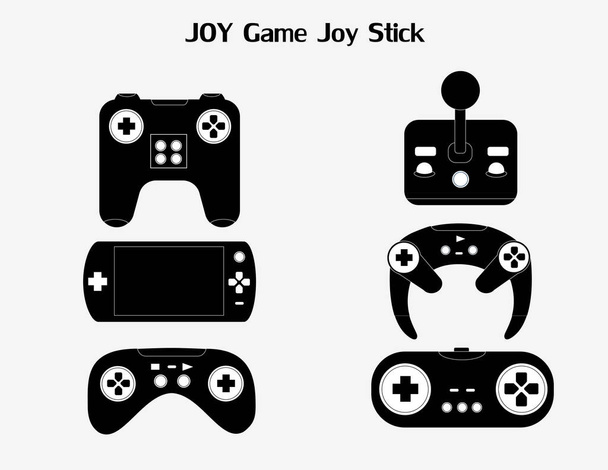 Joystick icons set. Flat set of joyGame,silhouette,vector illustration. - Wektor, obraz