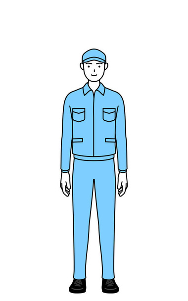 Man in hat and work clothes with a smile facing forward, Vector Illustration - Vektor, obrázek