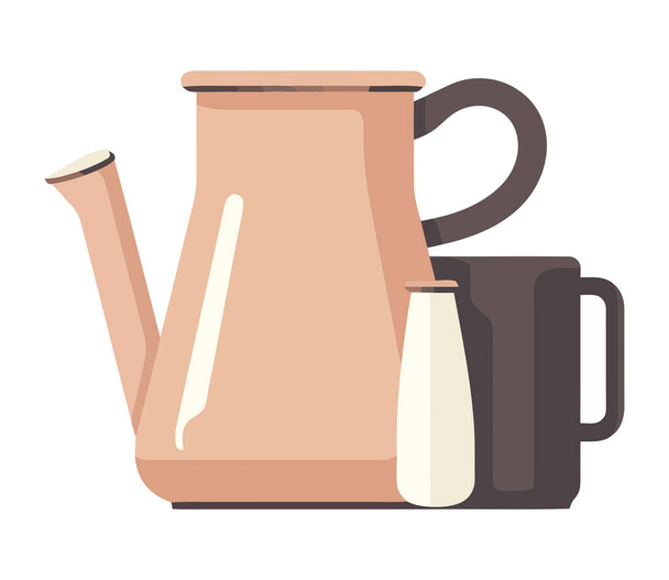 kitchen utensils pitcher and cup icon isolated - Wektor, obraz