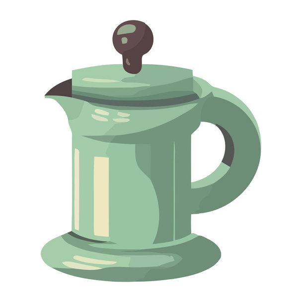 Green coffee pot handle, kitchen equipment icon isolated - Vector, Image