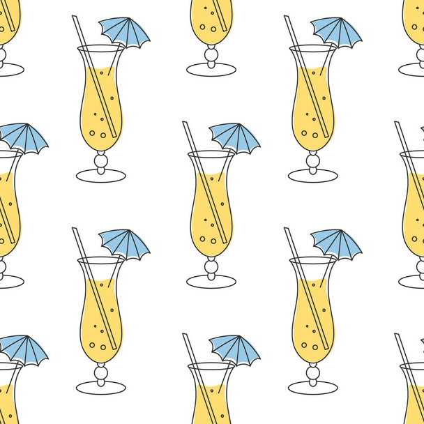 Seamless pattern, refreshing fruit cocktails on a white background. Drinks background, textile - Vektor, Bild