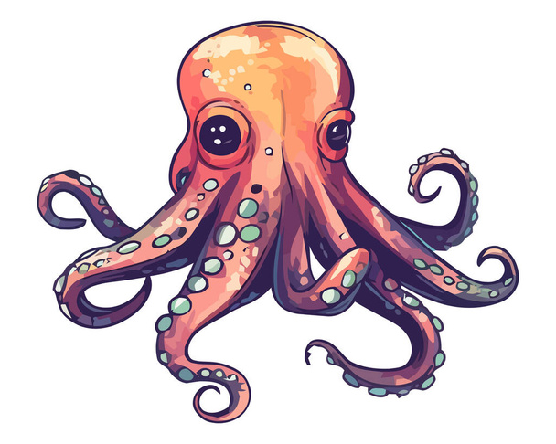 Roztomilý chobotnice karikatura plavání izolované ikony - Vektor, obrázek