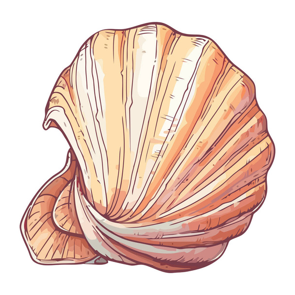 Seashell mollusk on white background icon isolated - Vektör, Görsel
