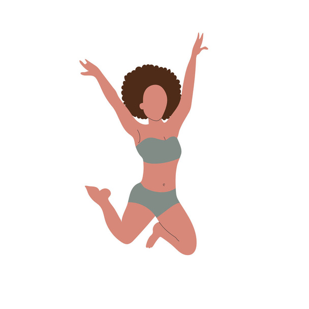 Abstract woman jumping vector illustration. - Wektor, obraz