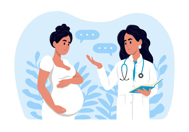 Insémination artificielle. Docteur et femme enceinte. Grossesse par insémination artificielle - Vecteur, image