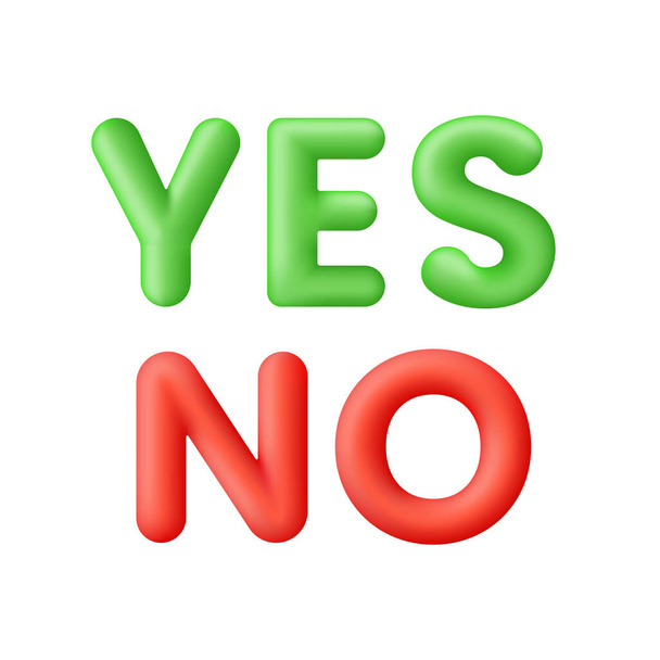 3D Yes and No illustration. Lettering for banner, poster and sticker concept with text Yes and No. Trendy and modern vector in 3d style. - Vektor, kép