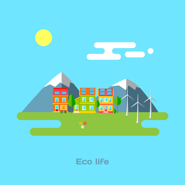 Eco Vida. Concepto de ecología - ilustración vectorial
 - Vector, imagen