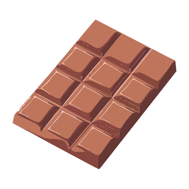 A broken slice of dark chocolate isolated - Vector, Image