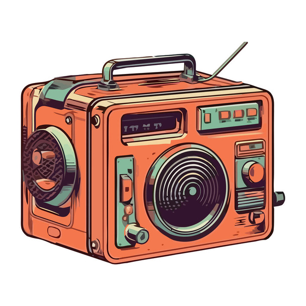 old fashioned radio and antique boom box isolated - Vector, Image
