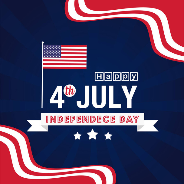 Vector Día de la Independencia de América con banderas y estrellas - Vector, imagen