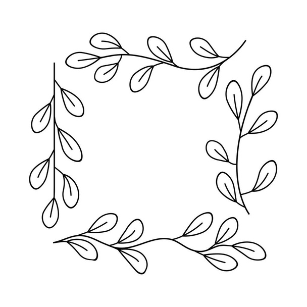Black floral graphics frames. Wedding floral decoration. Laurel wreath. Vector illustration. EPS 10. - Vetor, Imagem