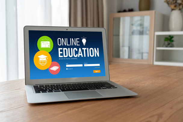 Site Web d'apprentissage en ligne avec des logiciels mobiles permettant aux étudiants d'étudier en ligne sur le réseau Internet - Photo, image