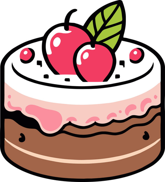 Birthday, wedding, tart cake with candle in flat color vector design in white background - ベクター画像