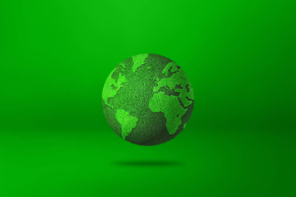 World globe covered with green grass isolated on blank background. Environmental protection symbol. 3D illustration - Fotó, kép