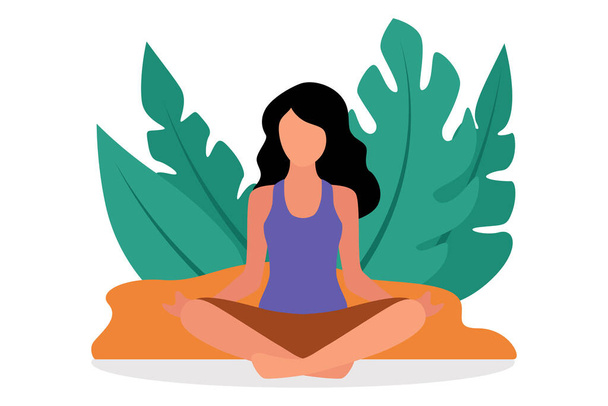 Yoga Flat Design Illustration - Vector, imagen