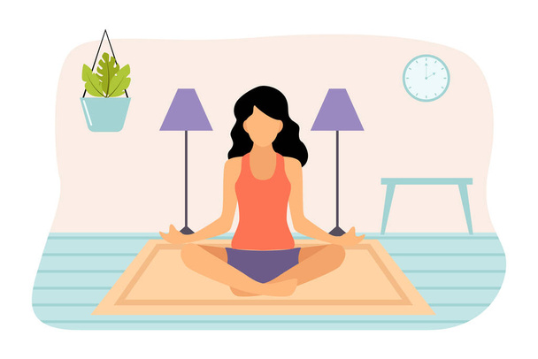 Yoga Flat Design Illustration - Вектор,изображение